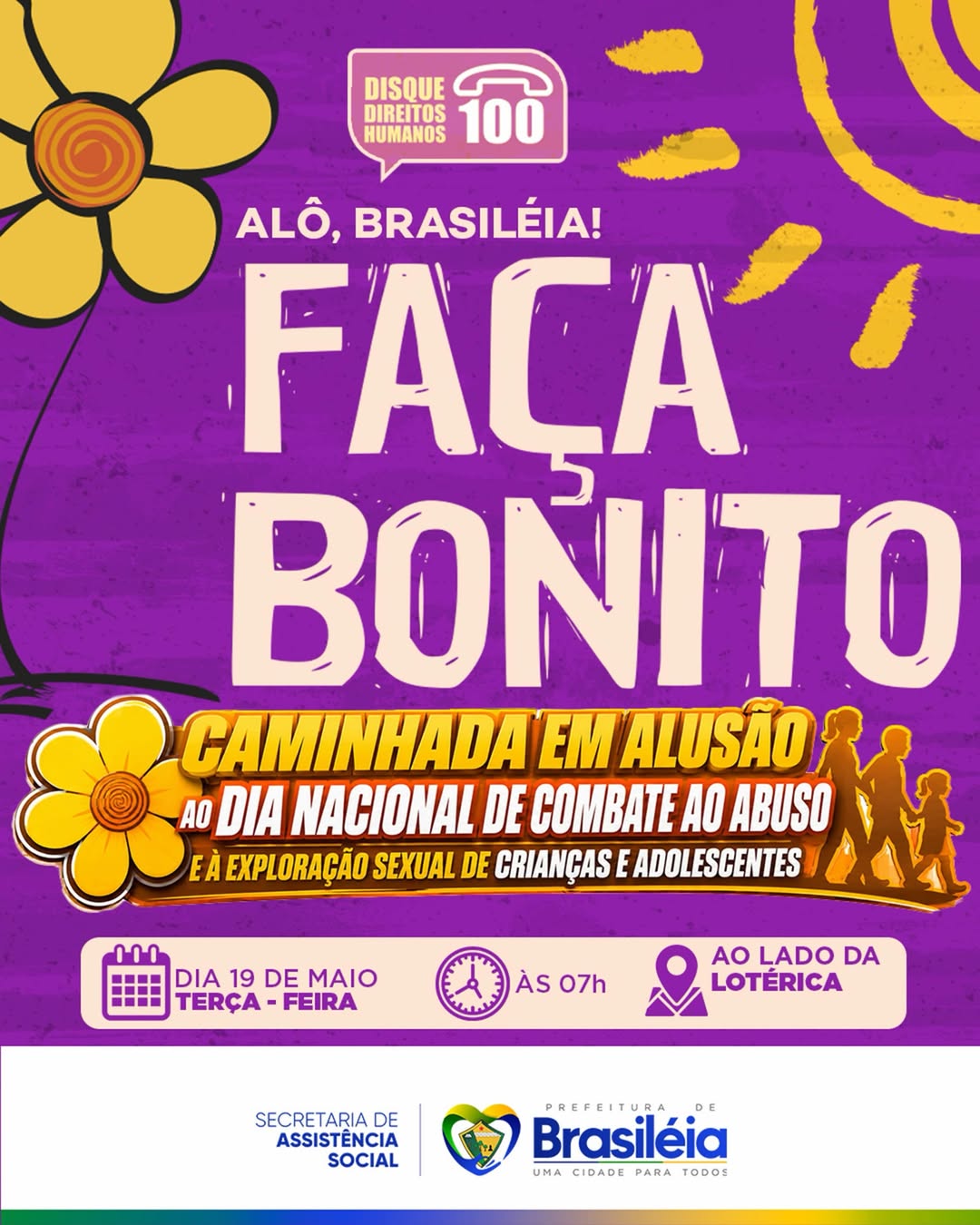 Prefeitura de Brasiléia promove caminhada de conscientização contra o abuso e exploração sexual de crianças e adolescentes