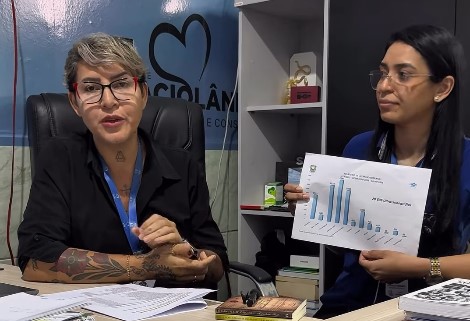 Secretária Marinete Mesquita e coordenadora Jessica Moraes detalham reformas em UBSs e no Centro Anjo Azul.