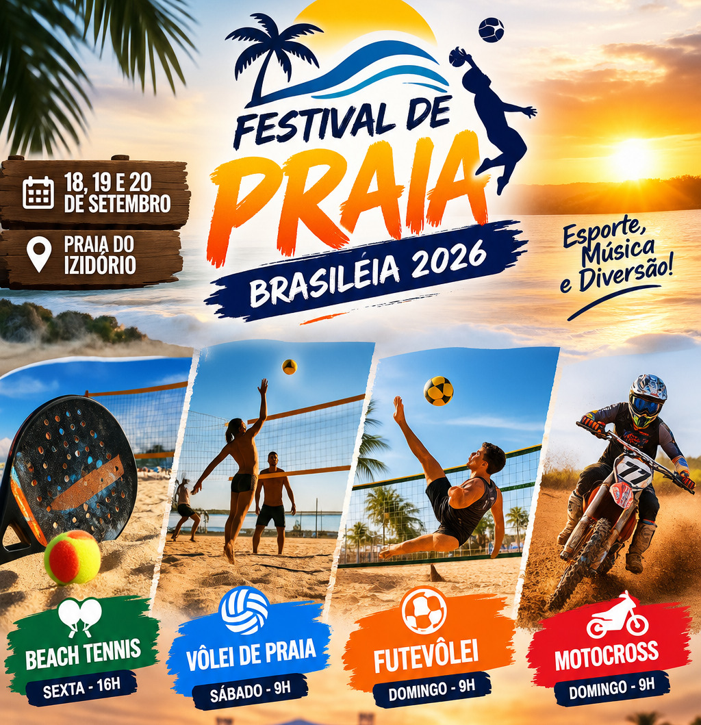 Festival de Praia de Brasiléia 2026 terá três dias de competições esportivas na Praia do Izidório